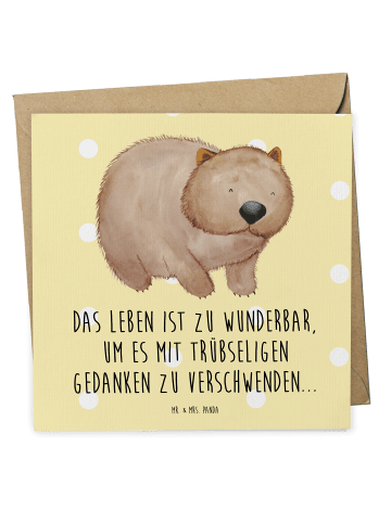 Mr. & Mrs. Panda Einladungskarte Wombat mit Spruch in Gelb Pastell