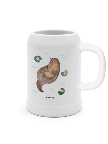 Mr. & Mrs. Panda Bierkrug Otter Seerose ohne Spruch in Weiß