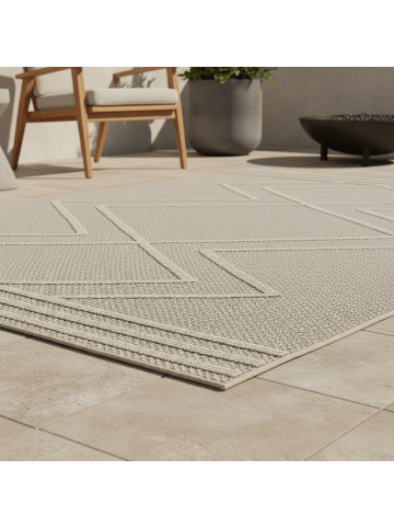 KADIMA DESIGN Teppich Outdoor Waschbar Boho IMST Strapazierfähig OEKO-TEX Balkon in Beige