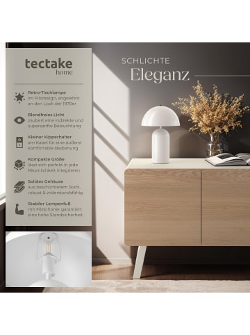 tectake Retro-Tischlampe Altea 25 x 37 cm, weiß