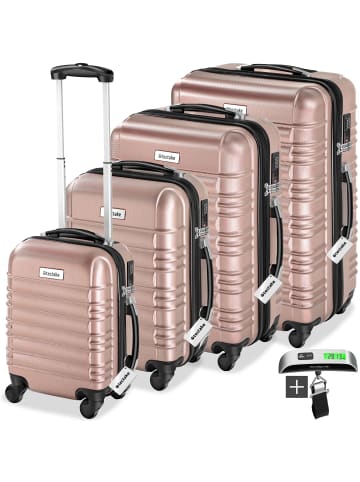 tectake Hartschalenkoffer-Set Mila mit Sicherheits-Zahlenschloss, roségold