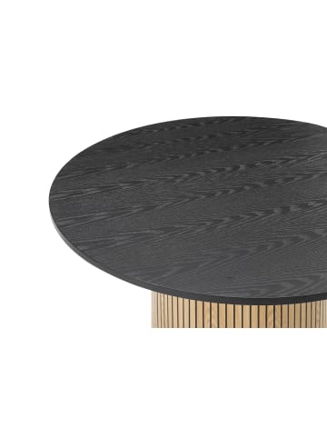 SalesFever Esstisch rund Ø 100 cm Eichenfurnier Sockel und schwarze Platte in Natur-Schwarz