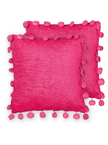 Beliani 2er-Set Dekokissen JASMINE in Rosa