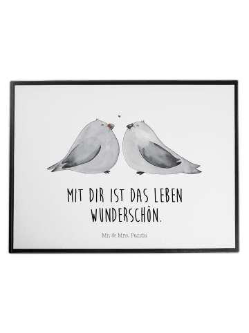 Mr. & Mrs. Panda Schreibtischunterlage Turteltauben Liebe mit Sp... in Weiß