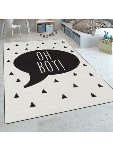 KADIMA DESIGN Kinderteppich Sprechblasenmuster Kinderzimmer schmutzabweisend in Schwarz