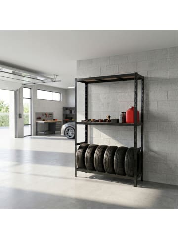 relaxdays Reifenregal in Schwarz - (B)120 x (H)180 x (T)40 cm