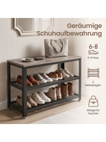 VASAGLE Schuhbank Daxton in Greige-Schwarz - (B)73 x (H)45 x (T)30 cm