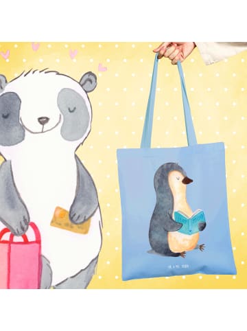 Mr. & Mrs. Panda Tragetasche Pinguin Buch ohne Spruch in Sky Blue