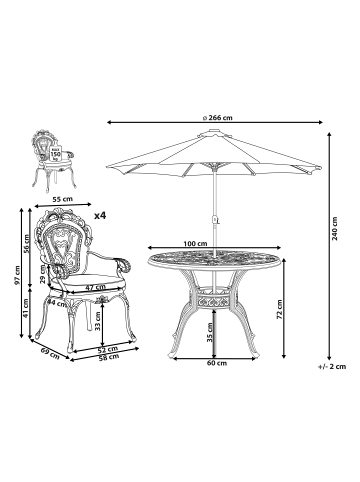 Beliani 6-tlg Gartentisch Set SAPRI in Braun/Grün/Beige