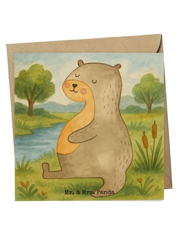 Mr. & Mrs. Panda doppelkarte Otter Bauch Design ohne Spruch in Weiß