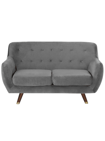 Beliani 2-Sitzer Sofa BODO in Grau/Dunkler Holzfarbton/Gold