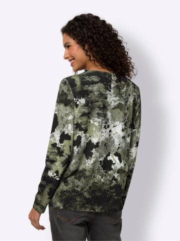 Heine Langarmshirt in khaki-schwarz-bedruckt