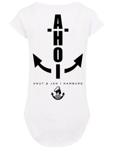 F4NT4STIC Long Cut T-Shirt Damen Long T-Shirt Ahoi Anker Knut & Jan Hamburg in weiß