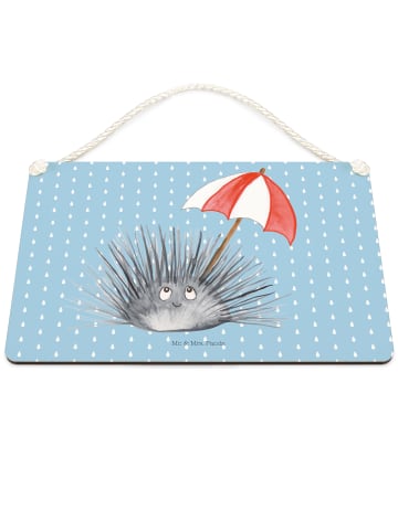 Mr. & Mrs. Panda Wandbild Holz Seeigel ohne Spruch in Blau Pastell