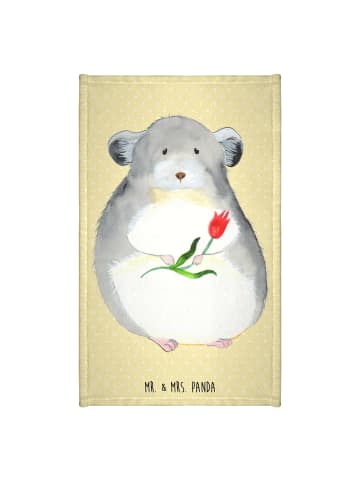 Mr. & Mrs. Panda Gästehandtuch Chinchilla Blume ohne Spruch in Gelb Pastell
