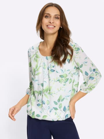WITT WEIDEN Georgette-Bluse in weiß-eucalyptus-bedruckt