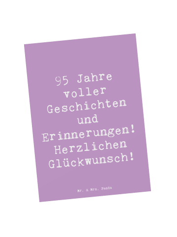 Mr. & Mrs. Panda Postkarte Spruch 95. Geburtstag mit Spruch in Lavendeltraum