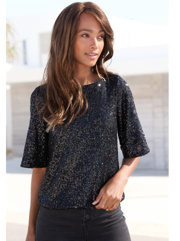 LASCANA Paillettenshirt in schwarz