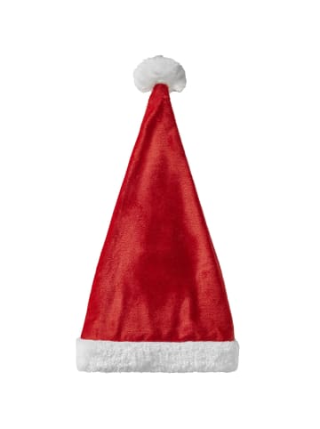 tectake Weihnachtsmütze aus Plüsch, rot/weiß
