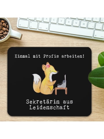 Mr. & Mrs. Panda Mauspad Sekretärin Leidenschaft mit Spruch in Schwarz