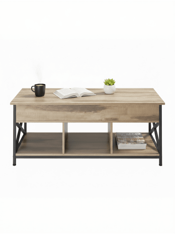 VASAGLE Couchtisch Daxton in Braun-Schwarz - (B)120 x (H)62 x (T)60 cm
