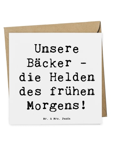 Mr. & Mrs. Panda Einladungskarte Spruch Bäcker Helden mit Spruch in Weiß