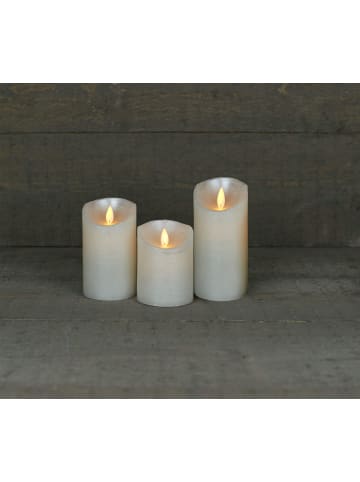 Coen Bakker 3er LED Echtwachskerze Kerze Timer in Perle