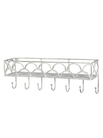 Ambiente Haus Eisen Garderoben-Regal mit 7 Haken  in weiss braun
