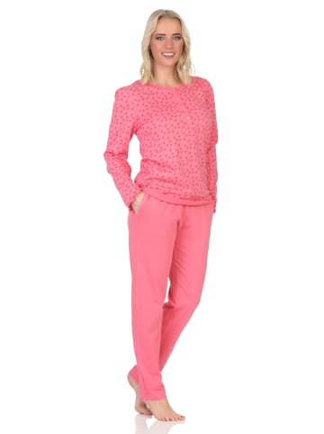 NORMANN Langarm Schlafanzug Pyjama Minimalprint - 86991 in beere
