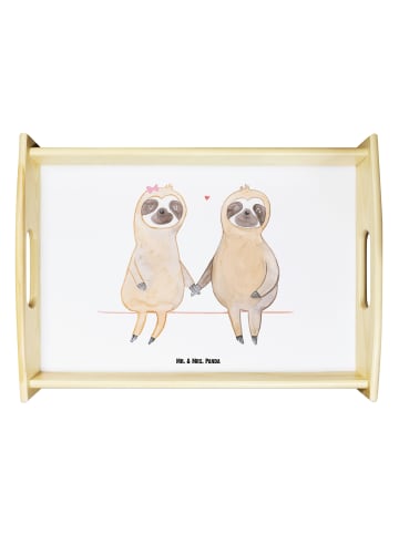 Mr. & Mrs. Panda Servier Tablett Faultier Pärchen ohne Spruch in Weiß