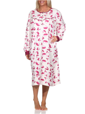 NORMANN Nachthemd langarm Kuschel interlock - 87439 in rose