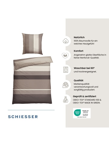 Schiesser Renforcé-Bettwäsche-Set Endy Stripes in Grau