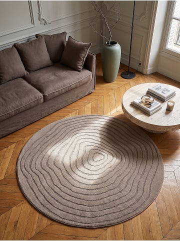 KADIMA DESIGN Rundteppich Streifen pflegeleicht Wohnzimmer Schlafzimmer Flur in Braun