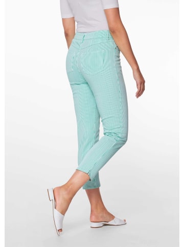 MADELEINE Fein gestreifte Jeans in weiß / waldmeistergrün