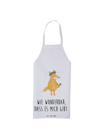 Mr. & Mrs. Panda Grillschürze Fuchs Blumen mit Spruch in Weiß