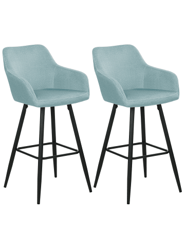 Beliani 2er-Set Barhocker CASMALIA in Blau/Schwarz