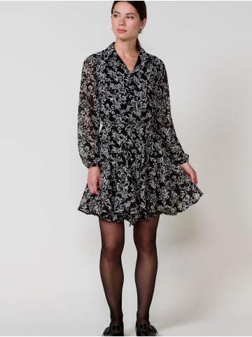 KOROSHI Kurzes Mini-Hemdkleid mit langen Ärmeln in SCHWARZ