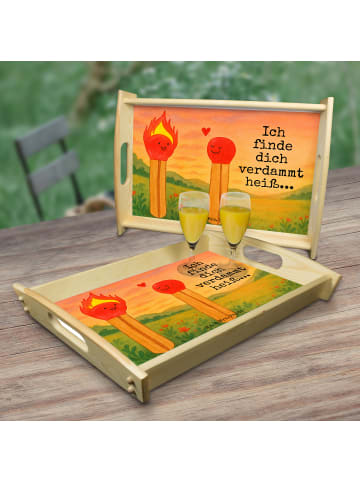 Mr. & Mrs. Panda betttablett Streichhölzer Design mit Spruch in Weiß