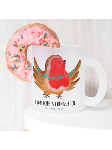 Mr. & Mrs. Panda Kaffeebecher Rotkehlchen Weihnachten mit Spruch in Transparent
