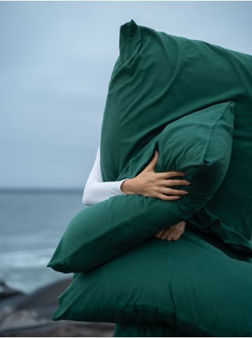 Erlich Textil  Cotton Select Kopfkissenbezug aus Bio-Baumwolle - atmungsaktiv in tannengrün