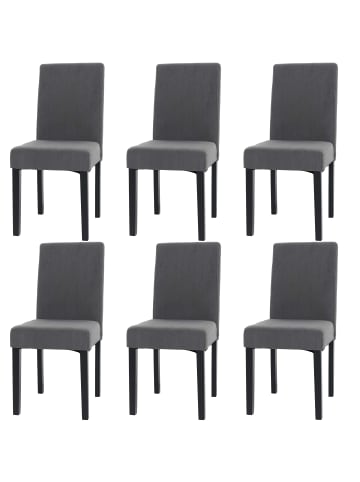 MCW 6er-Set Esszimmerstuhl Littau Stoff/Textil Cord Holz, Dunkelgrau, dunkle Beine