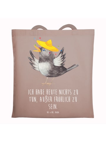 Mr. & Mrs. Panda Shopping Tasche Rabe Sombrero mit Spruch in Braun Pastell