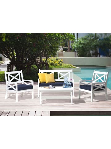 Beliani Gartenbank BALTIC in Weiß/Blau - (W) 121 x (H) 90 x (L) 68 cm