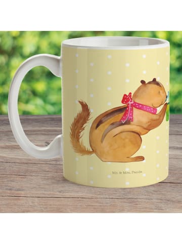Mr. & Mrs. Panda Kaffeetasse Eichhörnchen Smoothie ohne Spruch in Gelb Pastell