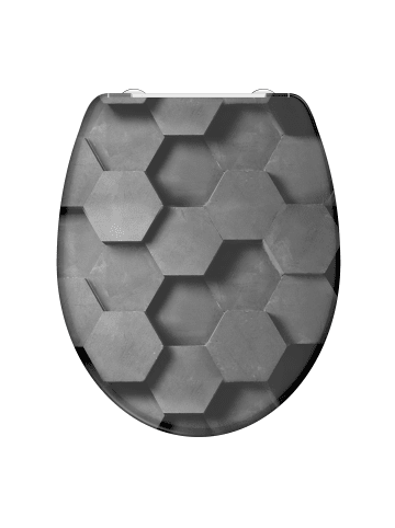 Franz Joseph Schütte Duroplast WC-Sitz GREY HEXAGONS, mit Absenkautomatik und Schnellverschluss