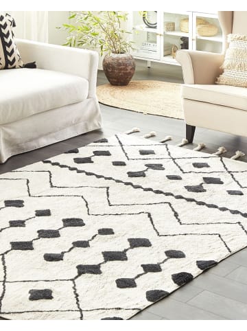 Beliani Kurzflor KHEMISSET in Weiß/Schwarz - (W) 140 x (H) 2 x (L) 200 cm