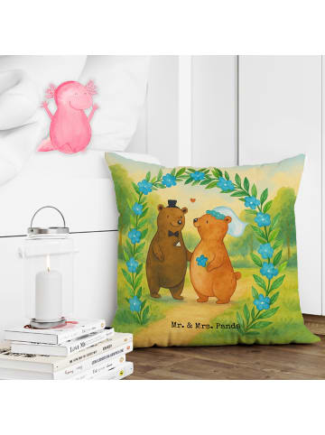 Mr. & Mrs. Panda Kissen 40x40 Bären Hochzeit Design ohne Spruch in Weiß