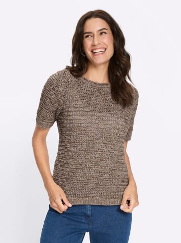 WITT WEIDEN Baumwoll-Pullover in taupe-schoko-gemustert