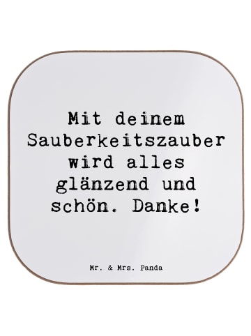 Mr. & Mrs. Panda Untersetzer für Gläser Spruch Reinigungskraft Z... in Weiß