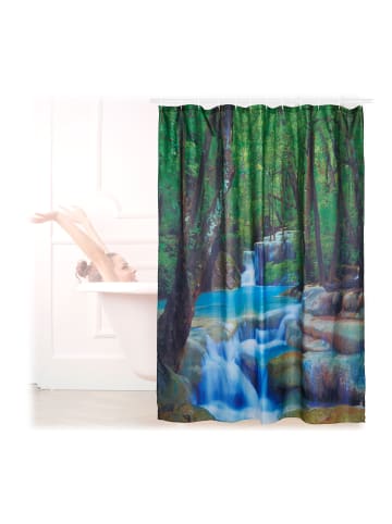 relaxdays Duschvorhang Wasserfall in Bunt - (L)200 x (B)180 cm